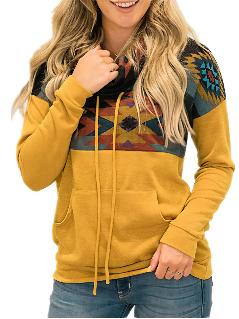 Women's Hoodies Printed Loose Sports High Neck Hoodie