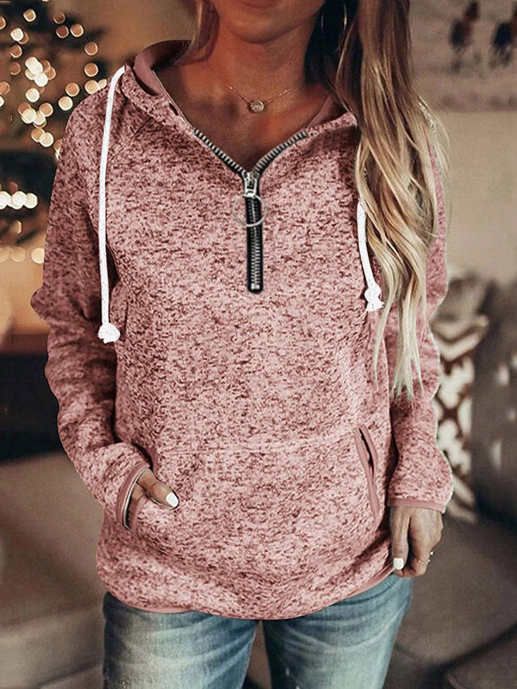 Women's Hoodies Zip Pocket Drawstring Long Sleeve Hoodie - Hoodies - Instastyled | Online Fashion Free Shipping Clothing, Dresses, Tops, Shoes - 05/01/2022 - 30-40 - color-black