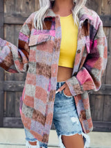 Jackets Women's Jackets Tie-Dye Print Lapel Wool Long Sleeve Jackets MsDressly