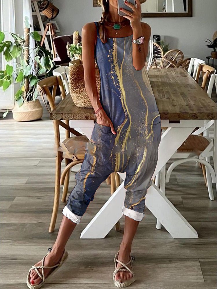 Women's Jumpsuits Multicolor Print Pocket Bib Jumpsuit - Jumpsuits - Instastyled | Online Fashion Free Shipping Clothing, Dresses, Tops, Shoes - 15/10/2022 - 40-50 - bottoms