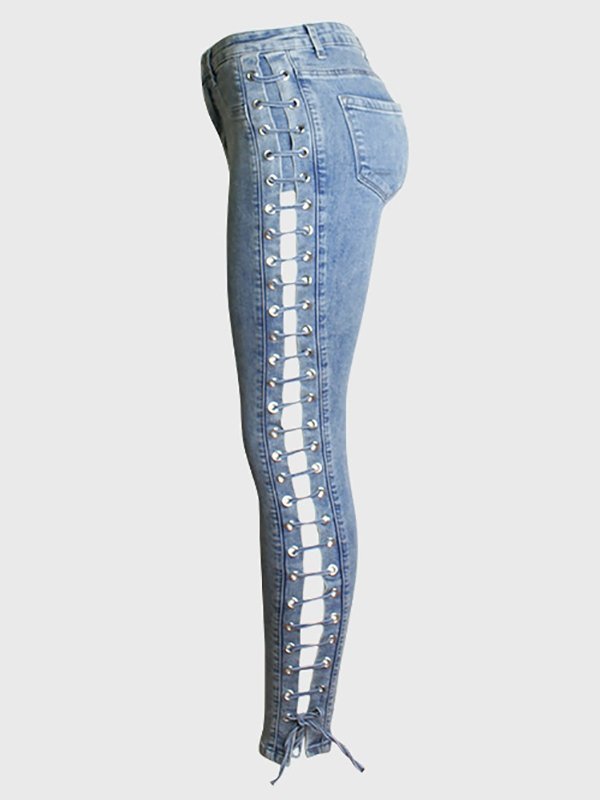 Women's Pants Denim Sexy Cross Strap Jeans - Jeans - Instastyled | Online Fashion Free Shipping Clothing, Dresses, Tops, Shoes - 9/11/2022 - Bottoms - Color_Blue