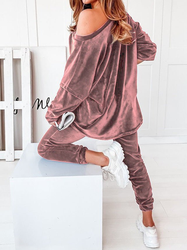 Women's Sets Corduroy Long Sleeve Top & Pants Two Piece Set - MsDressly