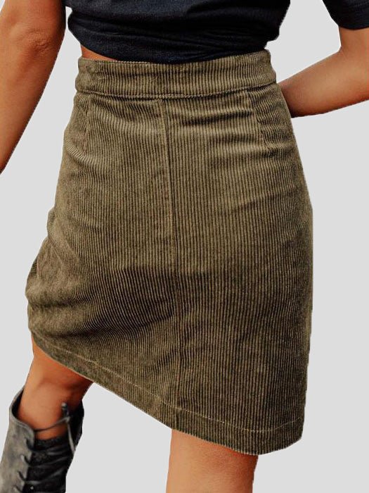 Women's Skirts Corduroy High Waist Button Pocket Skirt - Skirts - Instastyled | Online Fashion Free Shipping Clothing, Dresses, Tops, Shoes - 20-30 - 30/08/2022 - bottoms