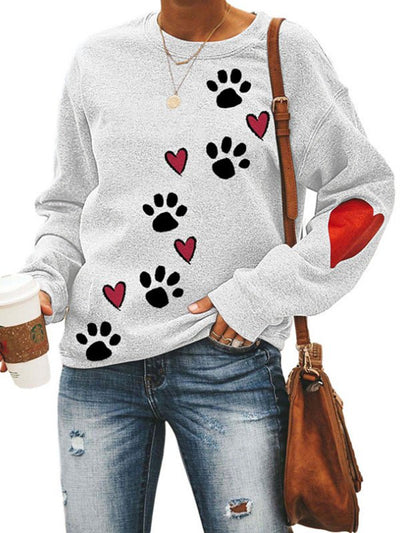 Women's Sweaters Dog Paw Print Round Neck Long Sleeve Sweater - Sweaters - Instastyled | Online Fashion Free Shipping Clothing, Dresses, Tops, Shoes - 10-20 - 21/12/2022 - Black