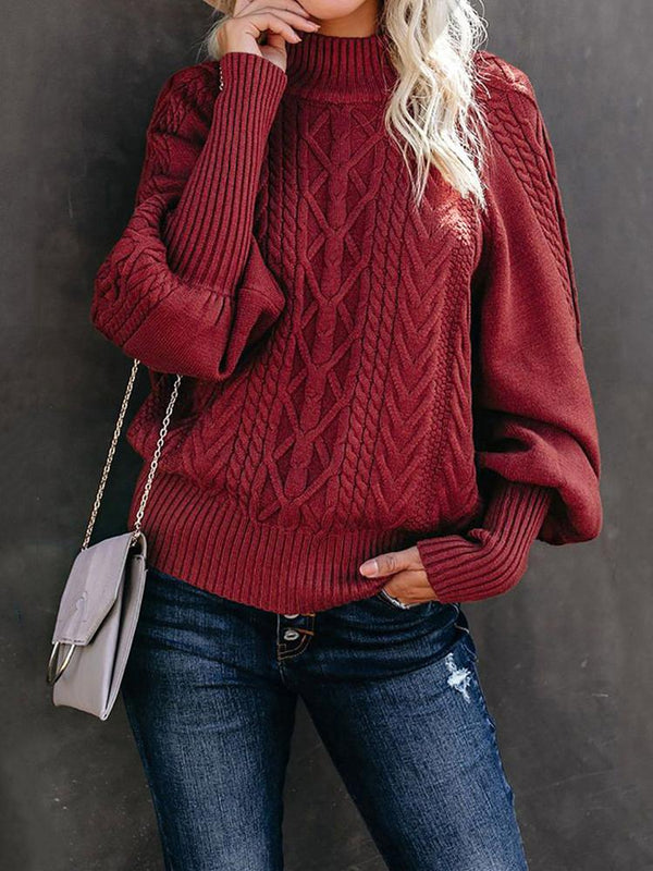 Women's Sweaters Mid-Neck Solid Long Sleeve Knitted Sweater - Cardigans & Sweaters - INS | Online Fashion Free Shipping Clothing, Dresses, Tops, Shoes - 03/11/2021 - 30-40 - Cardigans & Sweaters