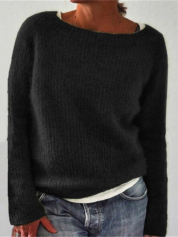 Women's Sweaters Solid Round Neck Long Sleeve Sweater - Cardigans & Sweaters - INS | Online Fashion Free Shipping Clothing, Dresses, Tops, Shoes - 01/12/2021 - 20-30 - Cardigans & Sweaters