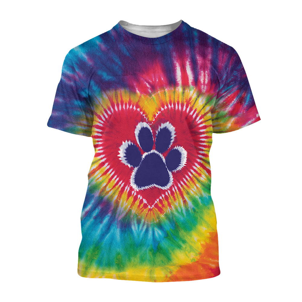 tie dye dog paw shirt