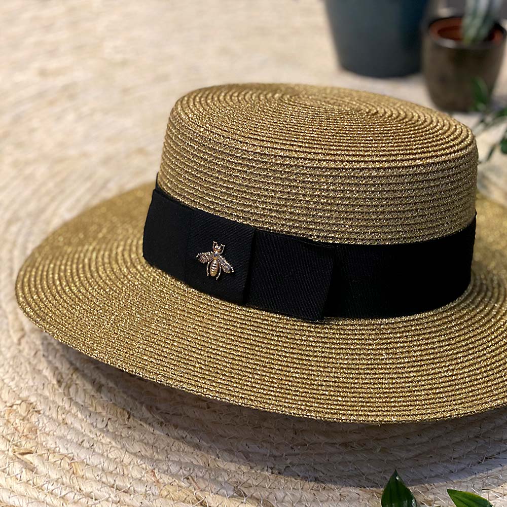 bee decor straw hat