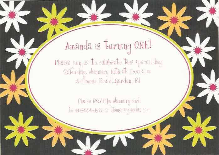 Daisy Flower Kids Birthday Invitation