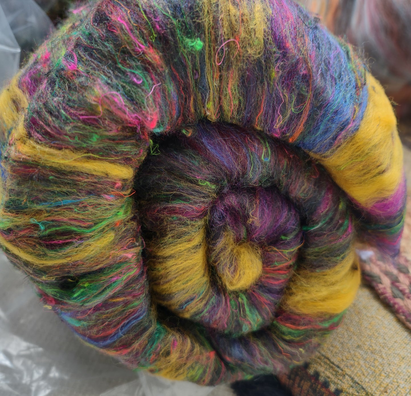 Big fluffy batt sari silk silks shetland merino 9 ounce or more