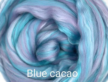 Blue cacao combed fop per lb merino silk bamboo