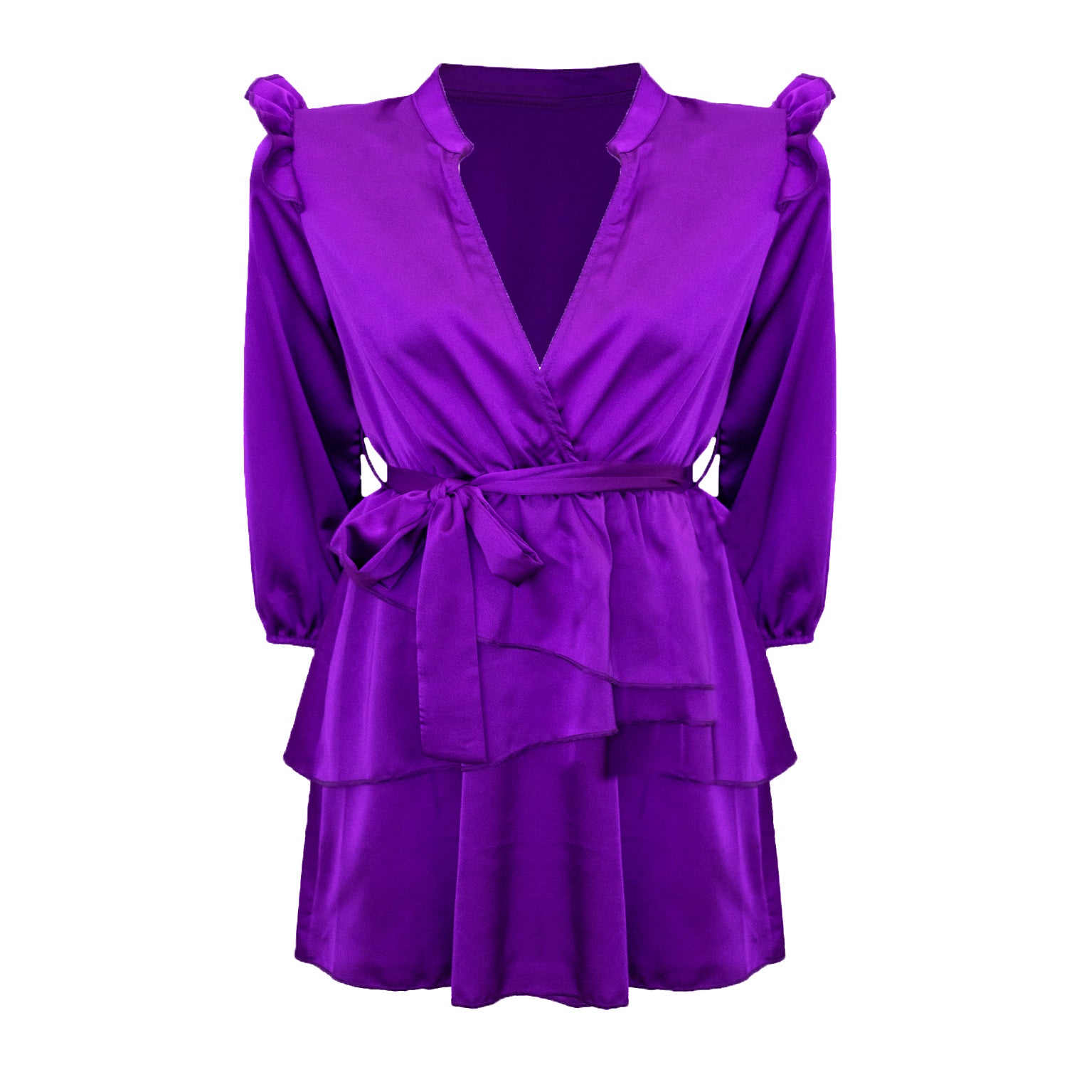 Nathaniel Ward Ontwikkelen Handig Satina dress purple | Satijnen jurk paars met ruffles en strik detail |  Boutique 22 – Boutique 22