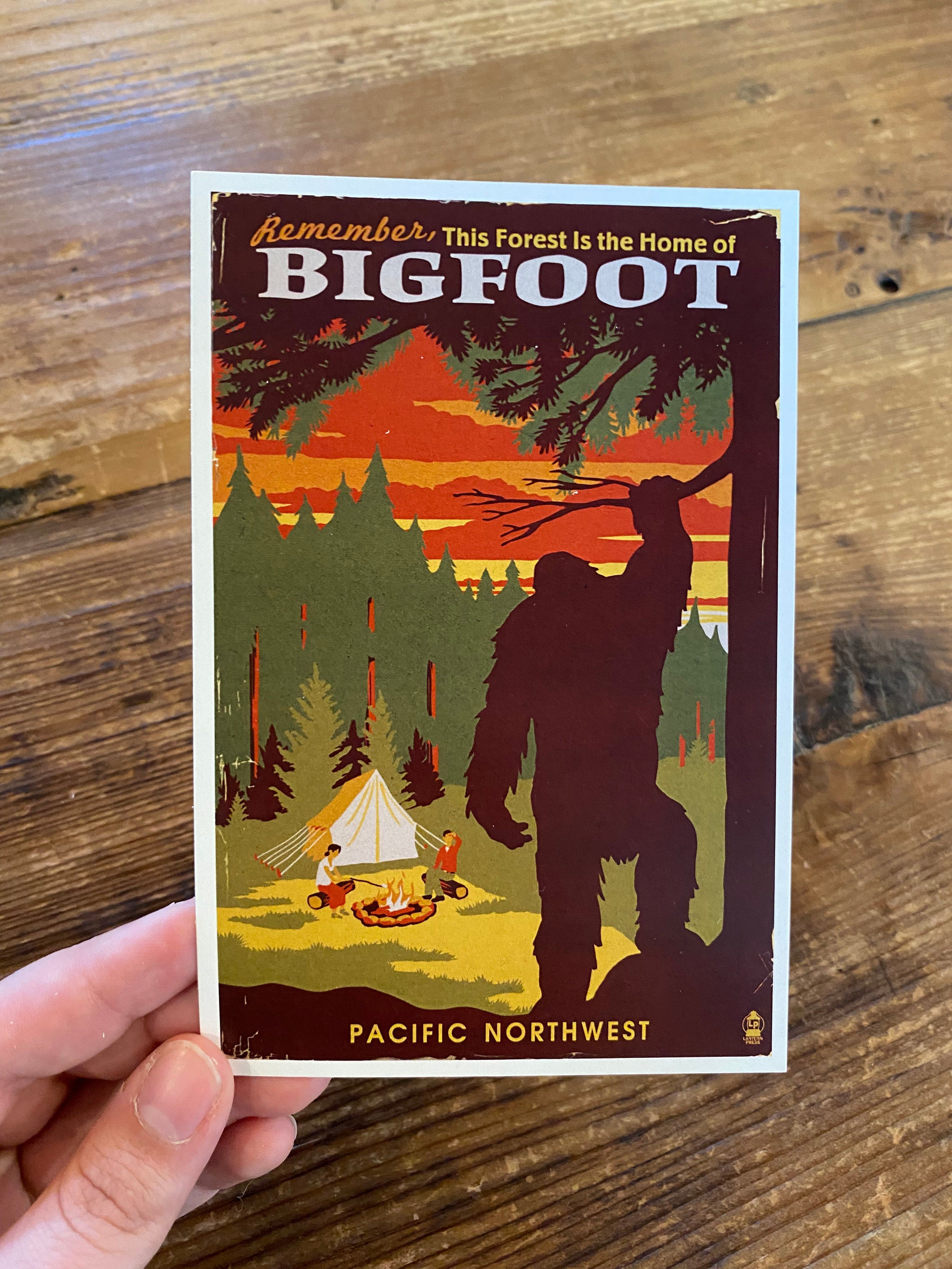 PNW Bigfoot in the Forest Postcard – Paper Luxe