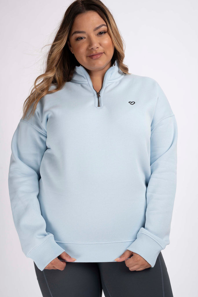 Women's half-zip Sweatshirt in Baby Blue | Mochara