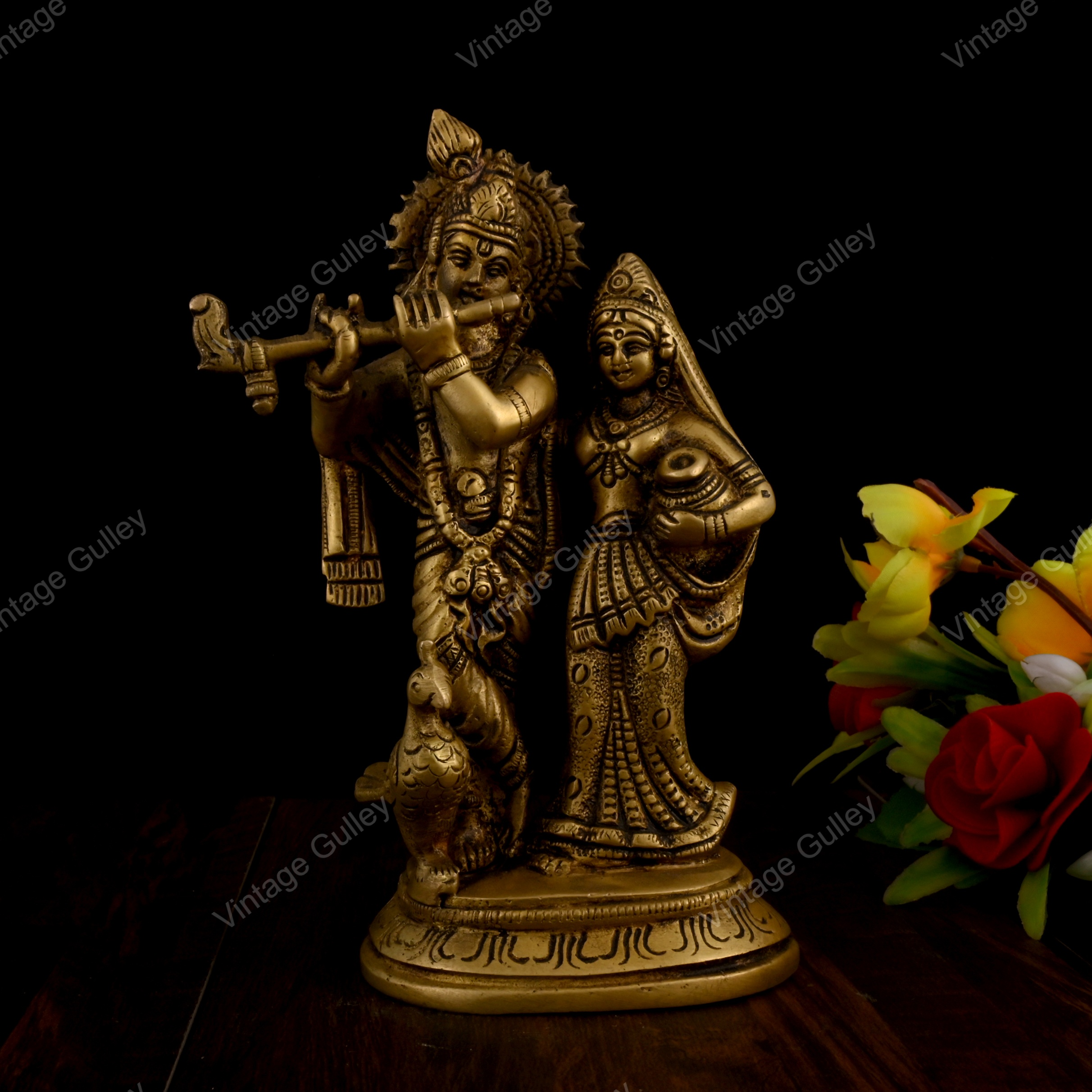 Brass Radha Krishna Idol for Showpiece I Pooja I Mandir I Home Decorat –  Vintage Gulley