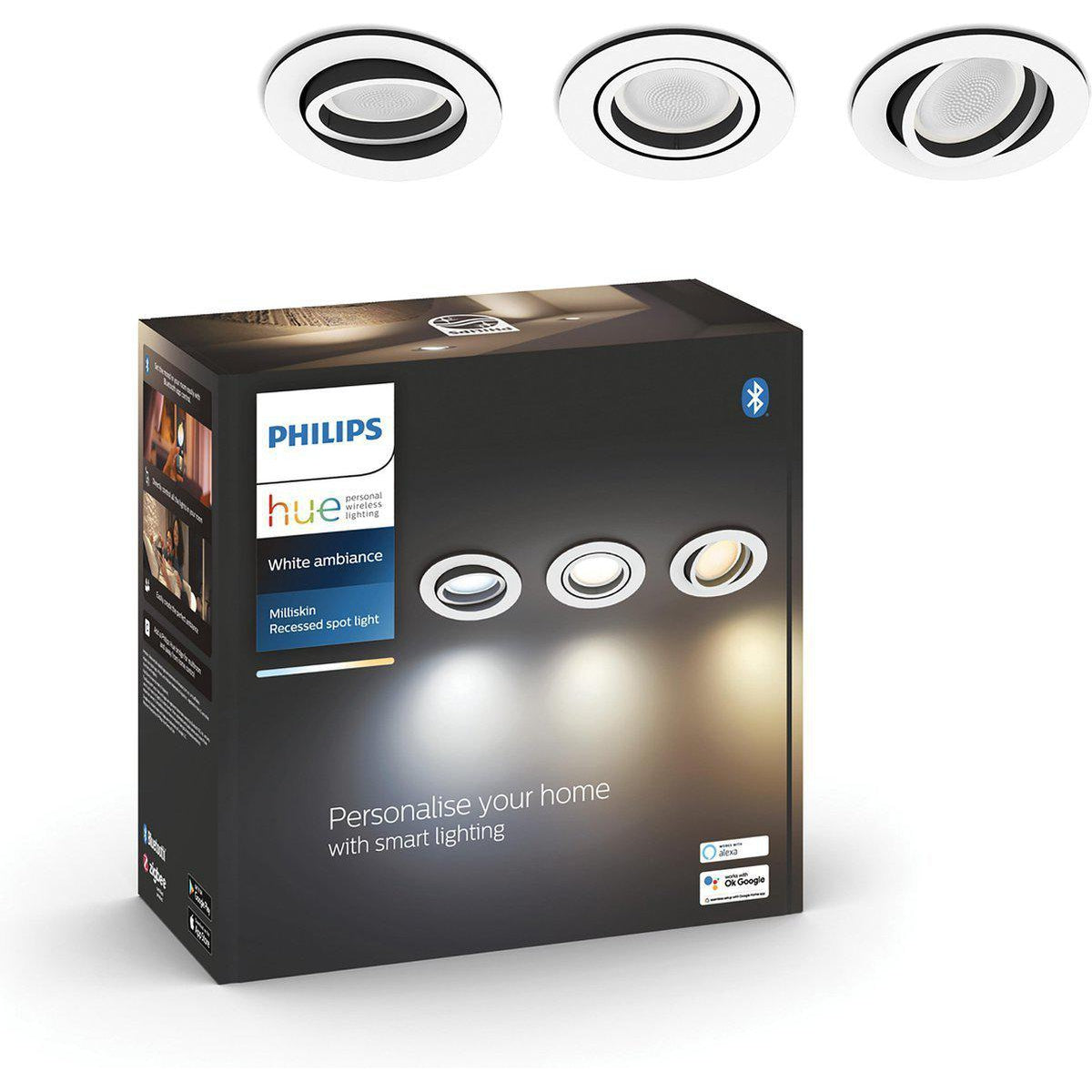 Nu al Trek biografie Philips Hue Milliskin inbouwspot aluminium 3 stuks | Bouwhof