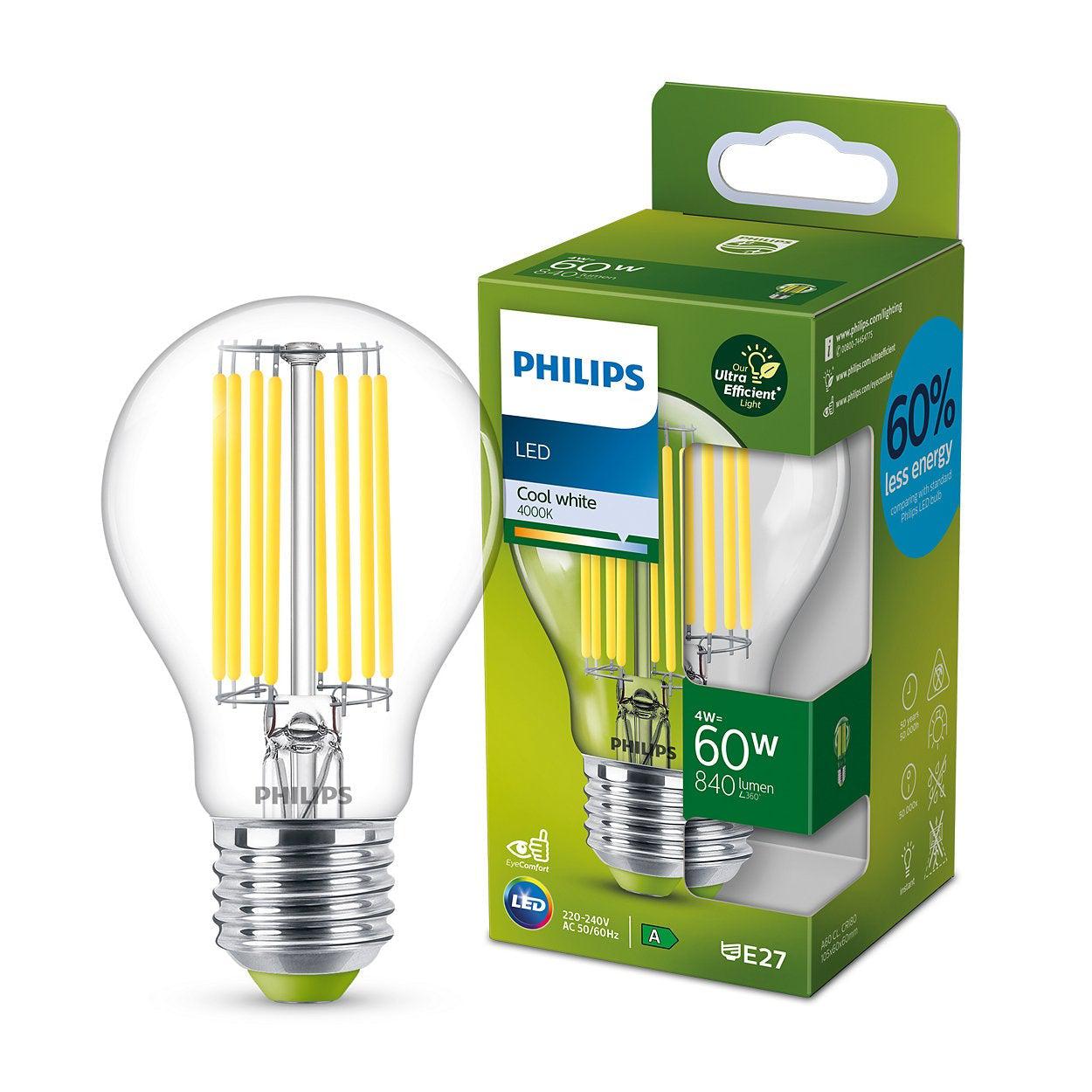 Philips LED Transparant - W - E27 - koelwit