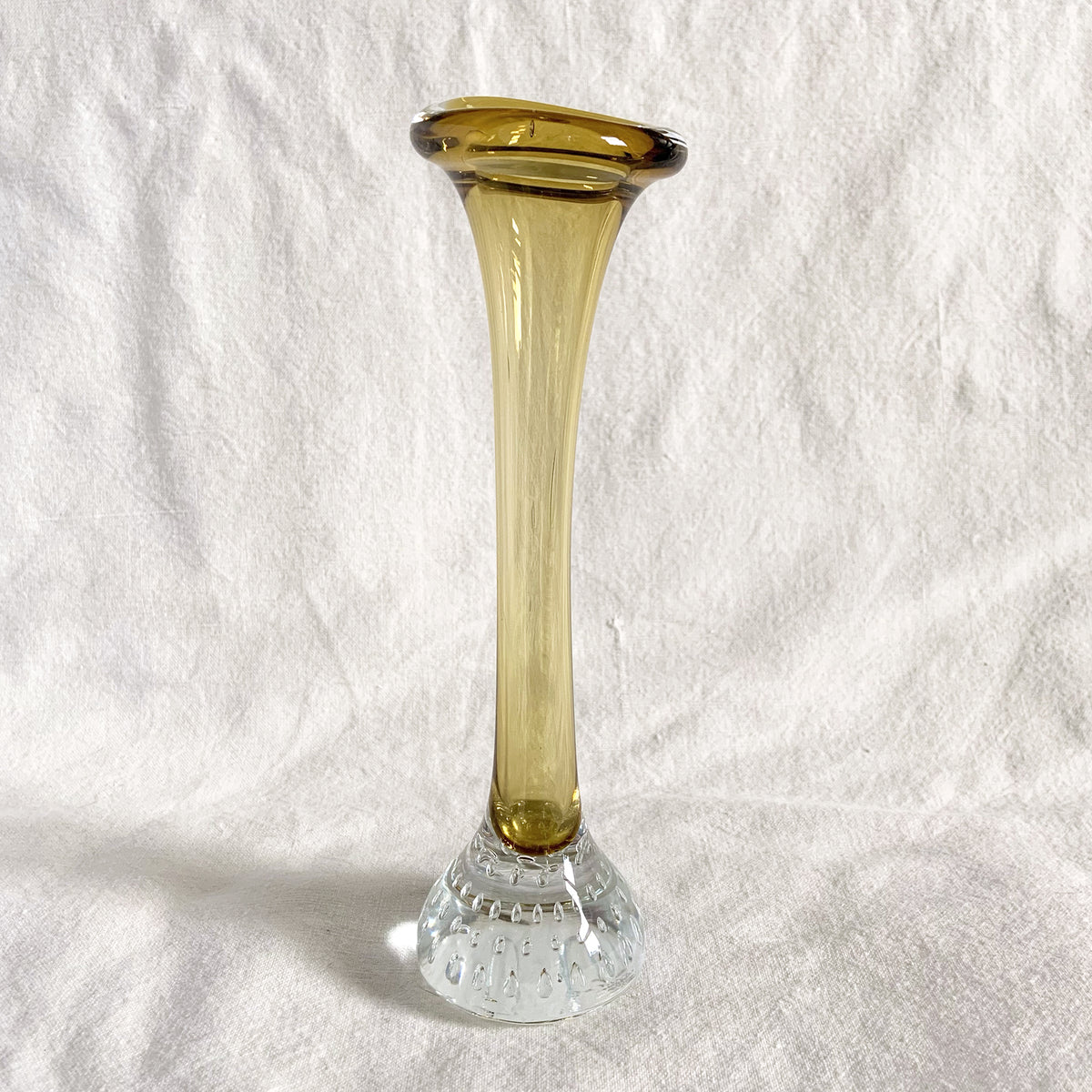 vintage retro heavy Swedish Aseda controlled bubbles jack in the pulpit clear glass vase tall and perfect