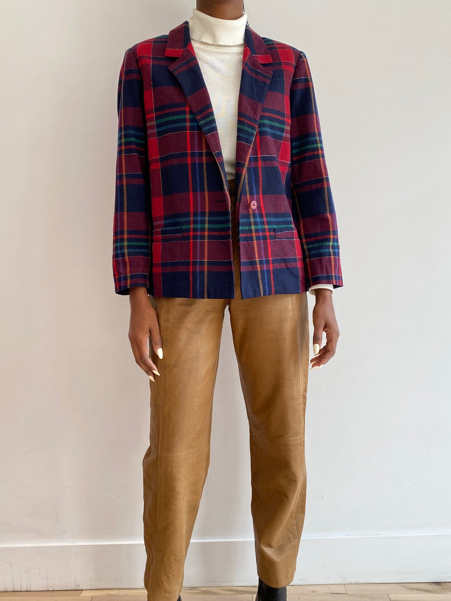 Red plaid blazer