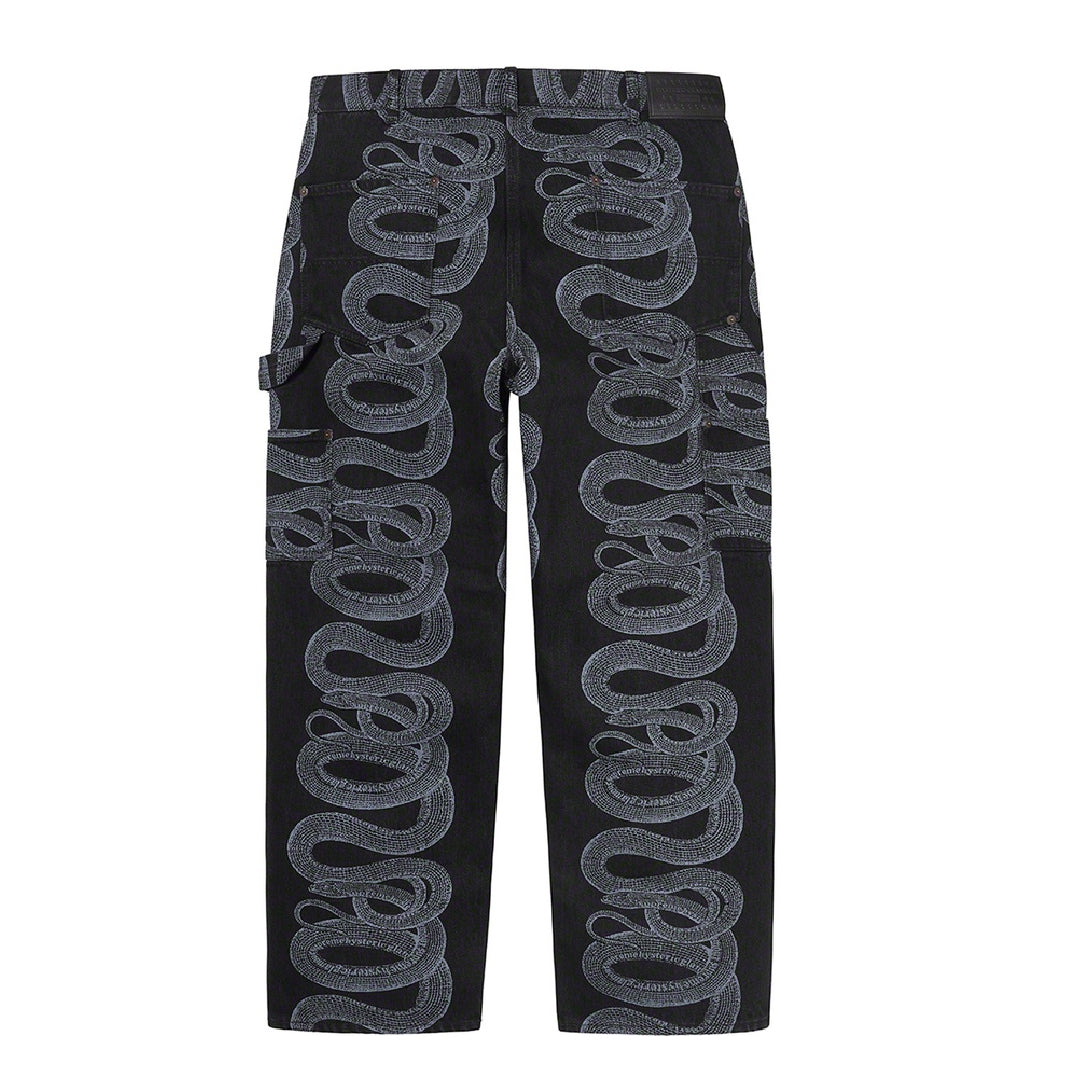 supreme hysteric glamour snake double knee denim painter pant blue