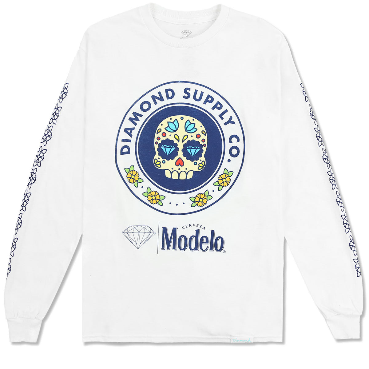 Diamond Supply Co. x Modelo Sugar Skull Long Sleeve T-Shirt - White