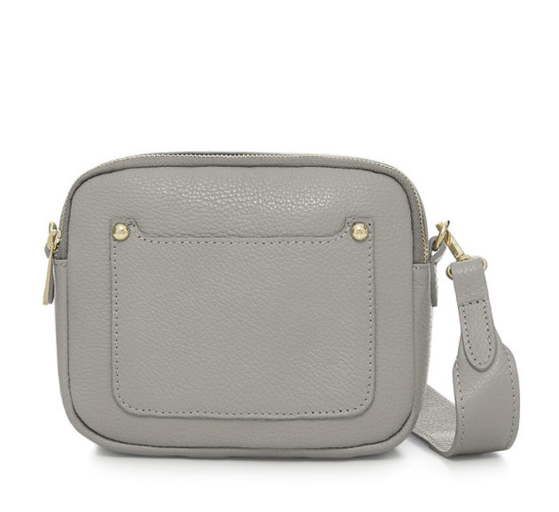 Zara Leather Crossbody Bag - Light Grey