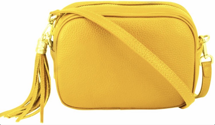 Lila Leather Cross Body Bag - Yellow