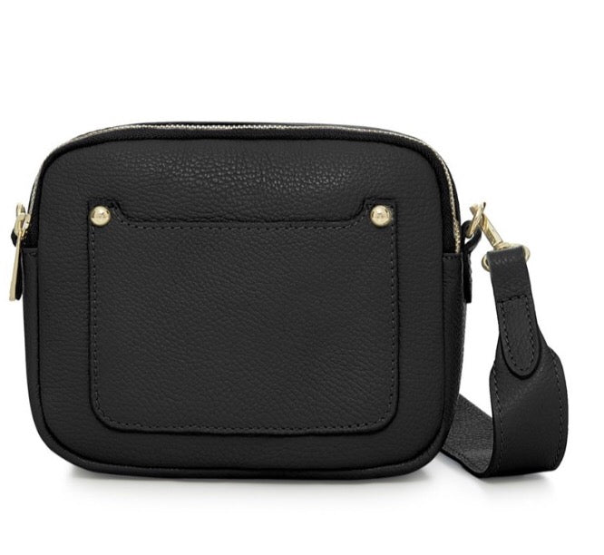 Zara Leather Crossbody Bag - Black