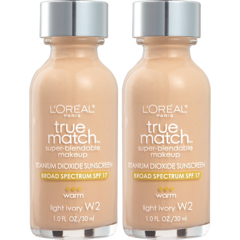 L'Oreal Paris True Match Super-Blendable Foundation Makeup, SPF 17, Light Ivory, 2 count-CaribOnline
