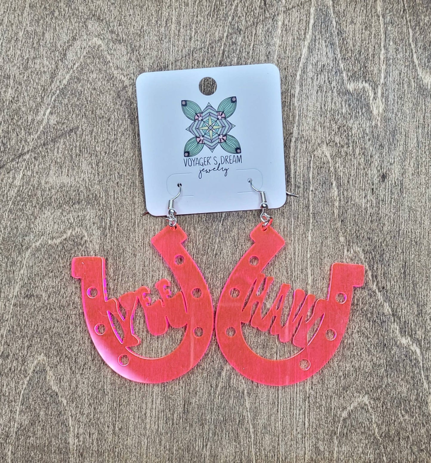 YeeHaw Neon Pink Horseshoe Earrings