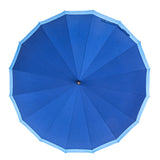 16K Blue All Rustless Reinforced Fiberglass Frame Durable Auto Straight Umbrella with J Handle
