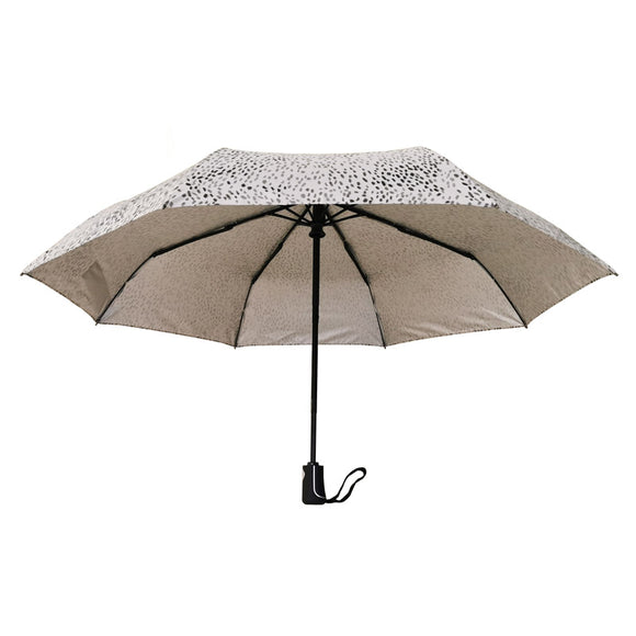 Leopard Dot Print UV Silver Auto Opening 3 Fold Compact Umbrella for Sale