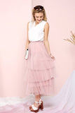 ASYMMETRICAL LAYERED HEM TULLE SKIRT