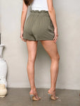 SMOCK WAIST SELF TIE POCKETS MINI SHORTS