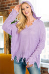 LAVENDER TASSLE DETAIL CROCHET SWEATER