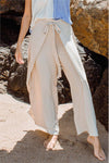 LT. SAND SELF TIE PALAZZO PANTS