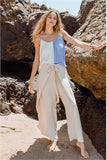 LT. SAND SELF TIE PALAZZO PANTS