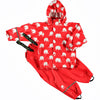 Elephant Print Rainwear Set (Jacket & Pants) in Red/White, by CeLaVi