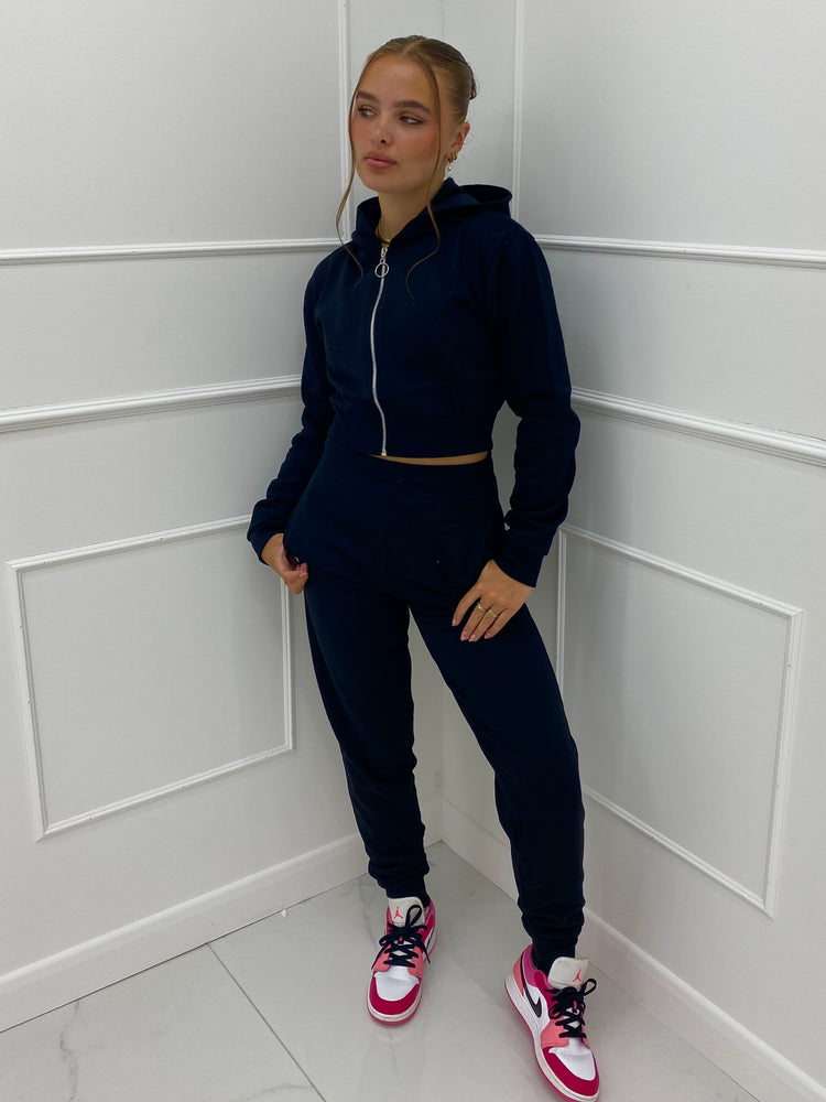 Zip Up Jogger Lounge Suit - Black