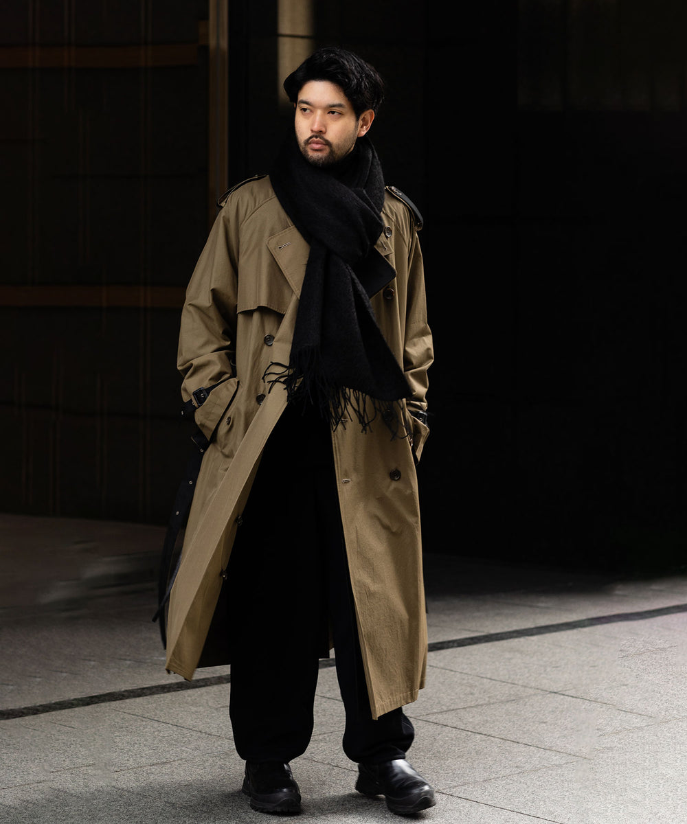 【stein】OVERSIZED CONTRAST TRENCH COAT - DARK BEIGE