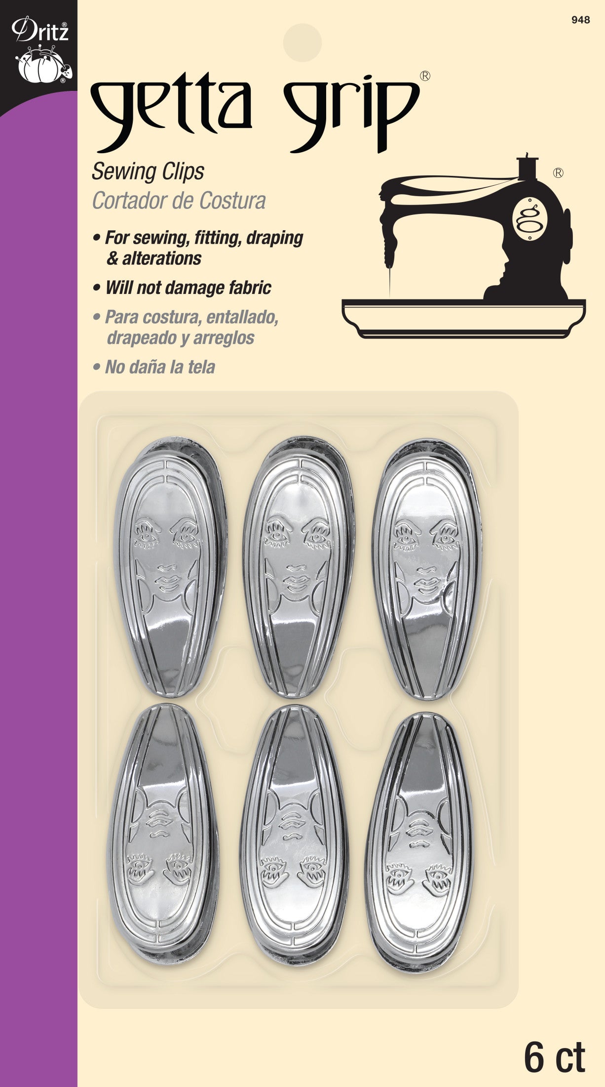 cabina Tomar represalias Tarjeta postal Dritz Getta Grip Sewing Clips, Silver, 6 pc | Handicraft