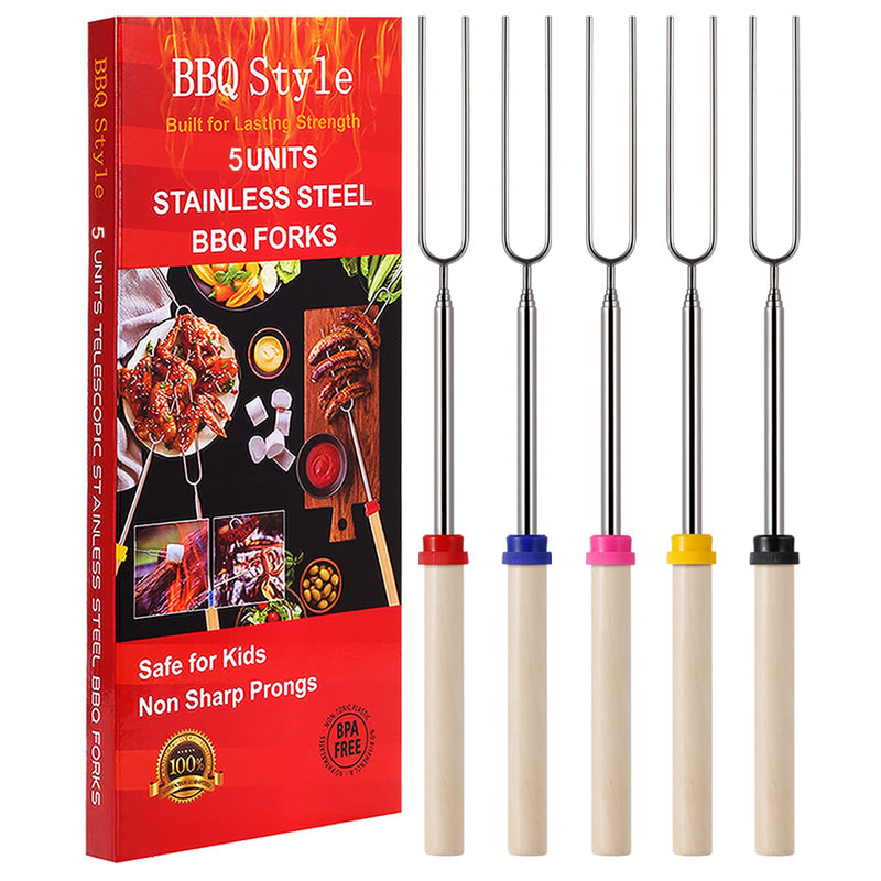 Telescopic Bbq Sticks Barbecue Skewers Camping Roasting Stainless Steel Forks 