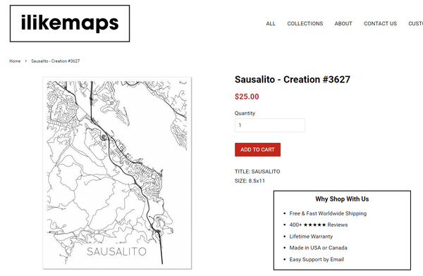 Custom Map Product Page