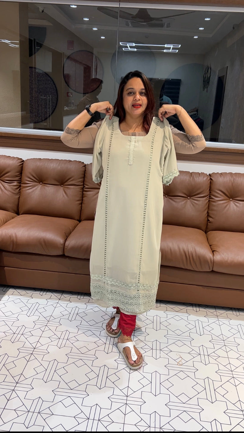 BUDGET BUY GEORGETTE STRAIGHT KURTIS - IHA 4504