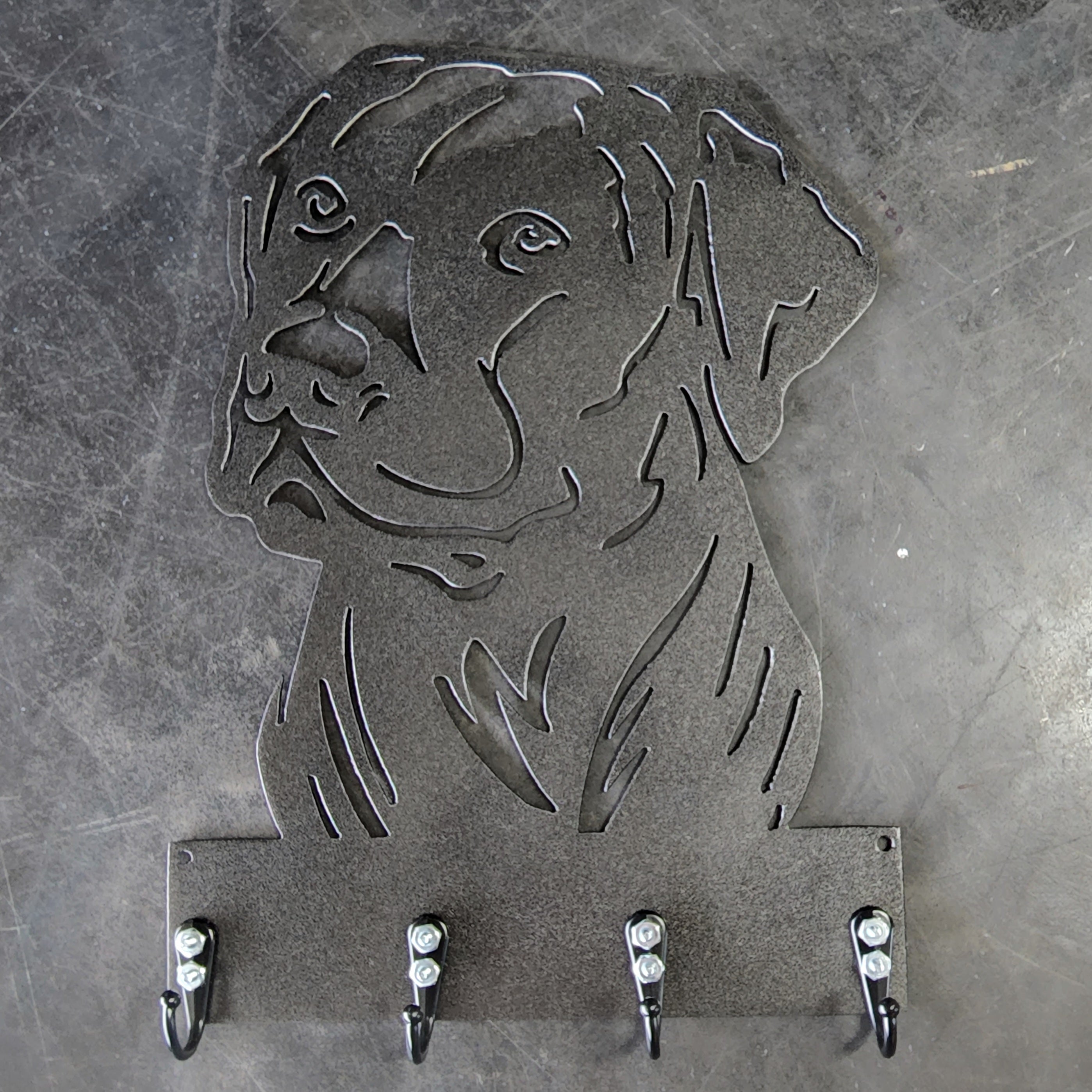 Labrador Retriever Dog Leash Hanger Metal Key Rack Holder 5 Hooks LG 9" Made USA 