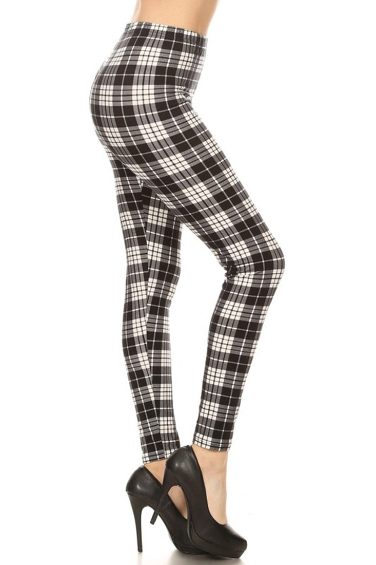 black and white plaid leggings