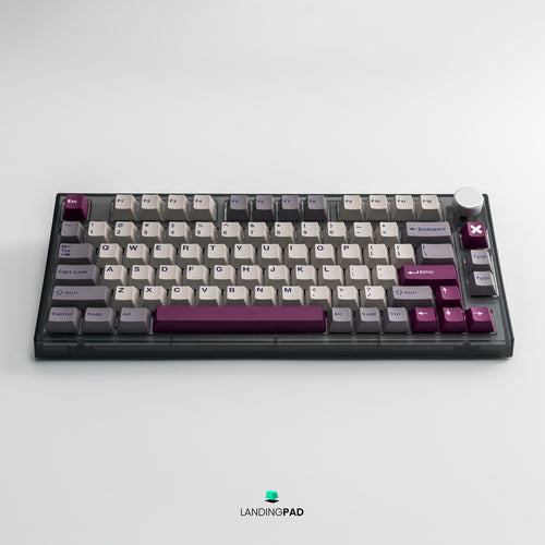 NJ80 Smokey Black keyboard with  keycaps