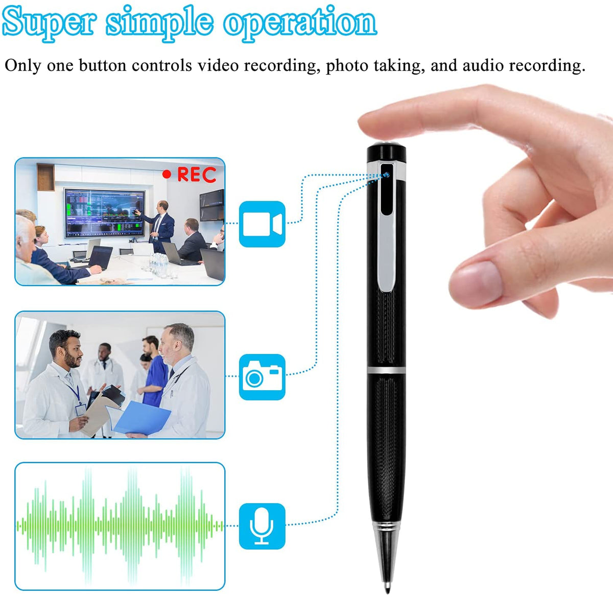 Kaleser 1080P HD Pen Camera Video with 32GB Memory Card for Home and Office Security, Mini Pen Camera