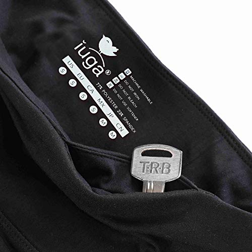 IUGA Yoga Pants with Pockets, Tummy Control, Workout Running Leggings with Pockets for Women, Black I840, S