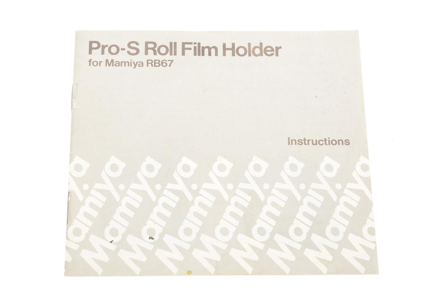 Mamiya RZ67 Roll Film Holder Instructions 